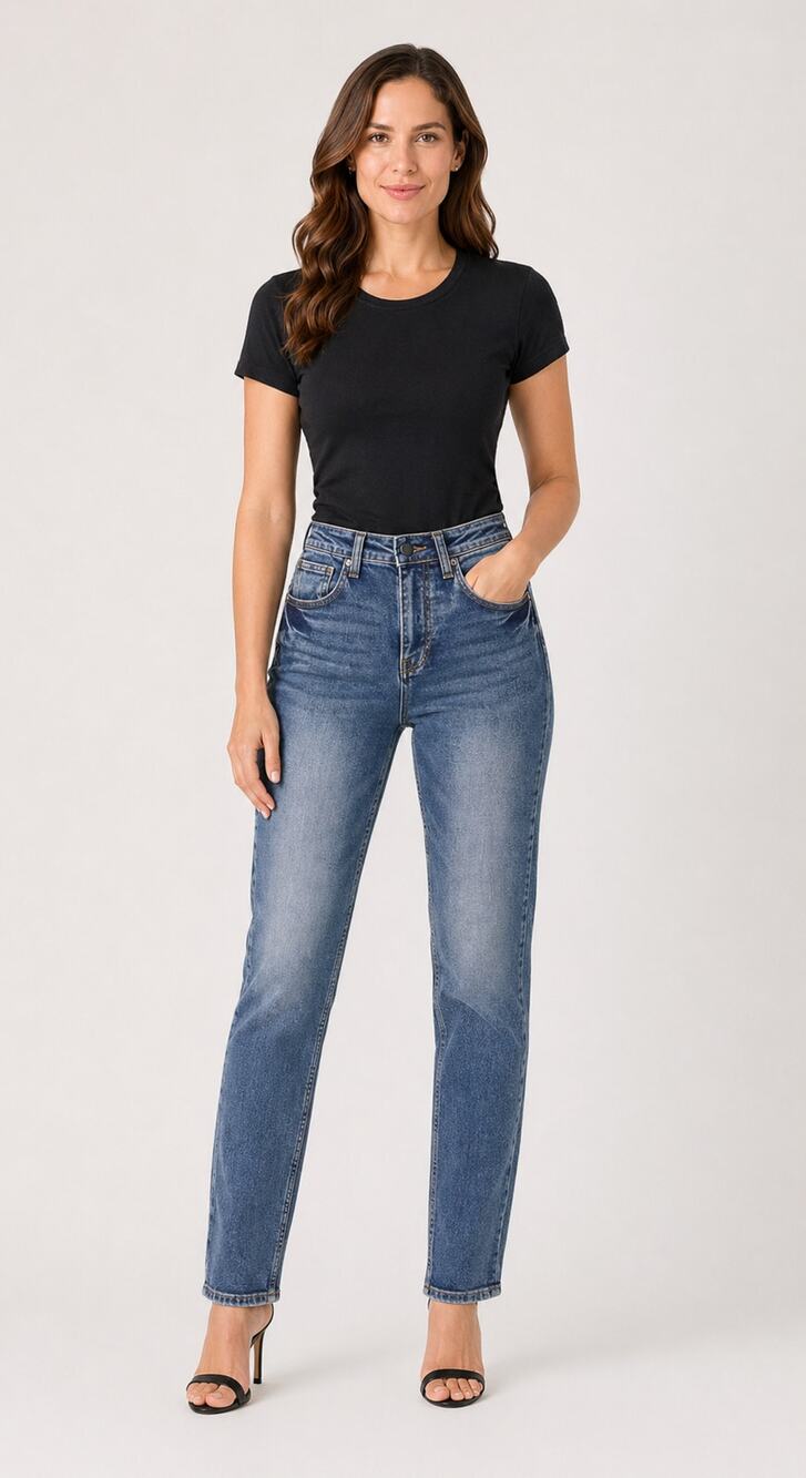 Lattelier Straight Leg High Rise Denim Jeans Womens Small Blue New